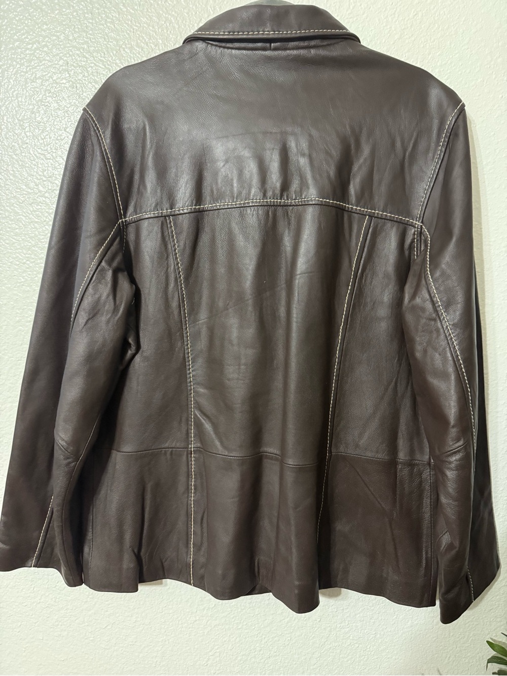 Jessica Holbrook Brown Genuine Leather Jacket Large - Picture 4 of 4